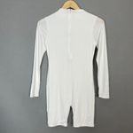 Naked Wardrobe  NW Mock Neck Sculpt Romper White Size Large Long Sleeve‎ Shorts Photo 2