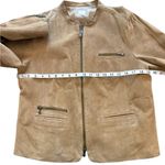 Ecru  Suede Tan Collarless Moto Zip Up Jacket Zippered Pockets & Sleeves Size XL Photo 12