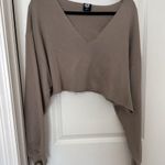 PacSun  Taupe V-Neck Cropped Sweatshirt Photo 0