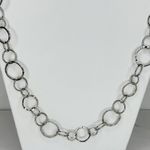 Cookie Lee  Textured Circle Chain Link Necklace Silver Tone 41" Long ✨ Photo 4