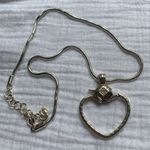 Brighton Vintage Silver tone Scroll Heart Charm Clip Swarovski Crystal Necklace Photo 0