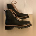 Sigerson Morrison women ISA black leather sheepskin combat boots size 6.5 Photo 9