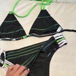 Women size small reversible olive Green tropical jungle Bikini Set triangle top Photo 5
