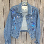 Pilcro  By Anthropologie Blue Embroidered Jean Jacket Photo 0