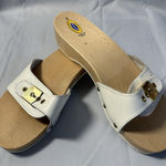 Dr . Scholls White Italian The Original Wooden Exercise Clog Sandals Size 9M Photo 0