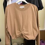Something Navy  Tan Cropped Twist Front Long Sleeve Photo 1