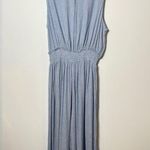FOR THE REPUBLIC Striped Sleeveless Jumpsuit with Pockets Blue and White size L Photo 1