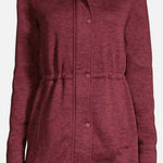 Lands' End Women's XL Red Sweater Fleece Lined Snap Overlay Full Zip Closure Photo 0