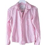 Frank & Eileen BARRY Tailored Button-Up Shirt Signature Crinkle Pink Check Sz S Photo 0