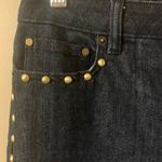Michael Kors Cropped Gold Studded Jeans with Fringe Hem Photo 2