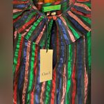 Clare V | Léonie Dress Midi Multicolor Metallic Ribbon Stripe | XS NWT Purple Photo 8