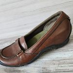 Merrell Plaza Glide Wedges Shoes 8 Saddle Brown Leather Driving Loafers Slip On Photo 2
