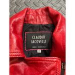 Claudio Iacovelli Italy Red Leather Moto Biker‎ Jacket Y2K Womens 40 IT US XS/S Photo 2