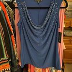 🍁Tiana B Blue Embellished Ruched Blouse Size M Photo 1