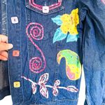 New Directions Vintage Denim Jacket Large Hibiscus Paisley Embroidered Boho Blue Photo 4
