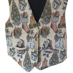 MLNY Vintage Christmas Vest Santa Snowman Tapestry Holiday Waistcoat Medium Red Photo 3