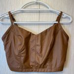 Aerie Offline by Real Luxe Recharge Faux Leather Crop Top Brown M Photo 0