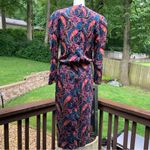 70's 80's Vintage Patty O’Neil Paisley Suede Waist Dress Size 4/6 (vintage 10) Blue Photo 4