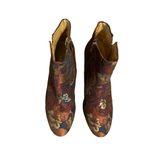 Franco Sarto "OLYMPIA" MAROON W/METALLICS BROCADE BLOCK HEEL ANKLE BOOTS (8) Photo 6