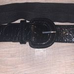 Black faux leather elastic dress belt Photo 1