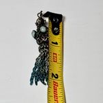 Antique Chain Dangle Pendant 2" Small Baby Blue Cabochons Patina Photo 5