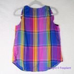 Ann Taylor Madras Plaid Tie Shoulder Tank Top Night Sky size XS Photo 7