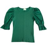 Nation Ltd Kenzie Flounce Sleeve Tee Emerald Green Ribbed Top Size Small Holiday Photo 1