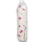 Vintage 90s Maxi Dress Cream Linen Purple Floral Script Print Sleeveless Lace Size undefined Photo 4