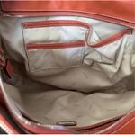 Guess Satchel Handbag Burnt Orange Canvas Leather Trim Top Handle Crossbody Bag Photo 8