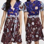 Diane Von Furstenberg DVF  Flutter Wrap Dress Silk Crepe Floral Patchwork Boho Photo 5