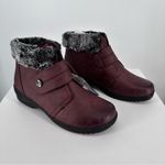 Wanderlust Perth Womens Faux Leather Faux Fur Lined Ankle Boots size 8 Burgundy Red Photo 1