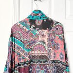 Tolani Dark Paisley Boho Modal Open Mid Length Kimono Jacket Cover Up OS Blue Size undefined Photo 2