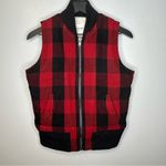 Madewell  Red Black Buffalo Plaid Fleece Lined Vest Size S Photo 3