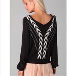 Anthropologie  Addison Story Black White V Neck Chevron Print Sweater Small Photo 2