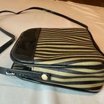 Designer Originals Vintage Fendi-Inspired Black/Tan Striped Neoprene Pequin Crossbody Purse Photo 4