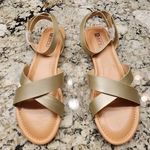 IDIFU strappy double cross Band silver gold Sandals 9.5 new Photo 2