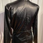 Akira Embellished Beads Satin V-Neck Wrap Long Sleeve Ruched Party Cocktail Mini Dress XL Black Photo 4