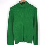 Vintage Cable Knit Turtleneck Sweater Cotton Pullover in Kelly Green XL Photo 0