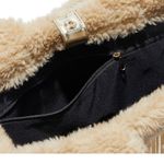 Madden Girl New gold metallic square embossed Sherpa-trim tote bag, 15”x12”x4” Photo 15