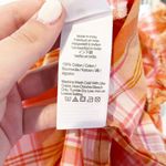 J.Crew  Long Sleeve Ruffle Tie Back Plaid Cotton Blouse Top Orange Pink Large Photo 6