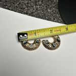 Pakula Gold Tone Blue Enamel Flat Half Hoop Pierced Earrings Signed Photo 4