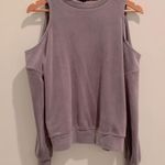 Revamped  Athleisure Cold Shoulder Gray Velour Sweatshirt Top Medium M Photo 3