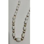 None Vintage Beaded Statement Chunky Necklace Gold White Clasp Closure Photo 6