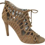 Dolce Vita Tan Faux Suede Cage Triangle Heel Sandals 7.5 Brown Photo 0