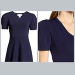 Rachel Parcell Navy Knitted A-line Dress Scalloped Details Photo 2