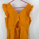 Loft ANN TAYLOR Dress SZ 10 Cutout Button Back Midi Linen Blend Marigold Yellow Photo 6
