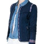 ZARA quilted zip up jacket embroidered edges sz M Photo 0