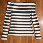 Solemio Striped Off The Shoulder Sweater / Knit Top Photo 0