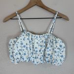 Mable Sorrento Blue White Floral Embroidered Crop Top size Medium Photo 3