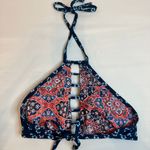 Lucky Brand Navy/Coral Festival Medallion Reversible High Neck Bikini Top - XS/S Photo 4